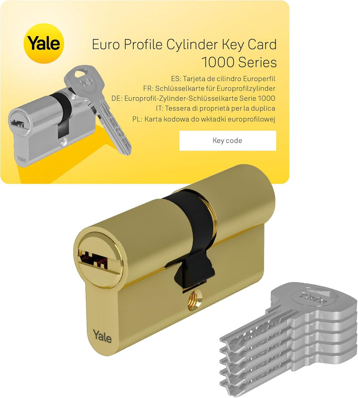 Yale Serie 1000 Europrofil-Zylinder Doppelzylinder mit Not- und Gefahrenfunktion 30/40 mm Messing po