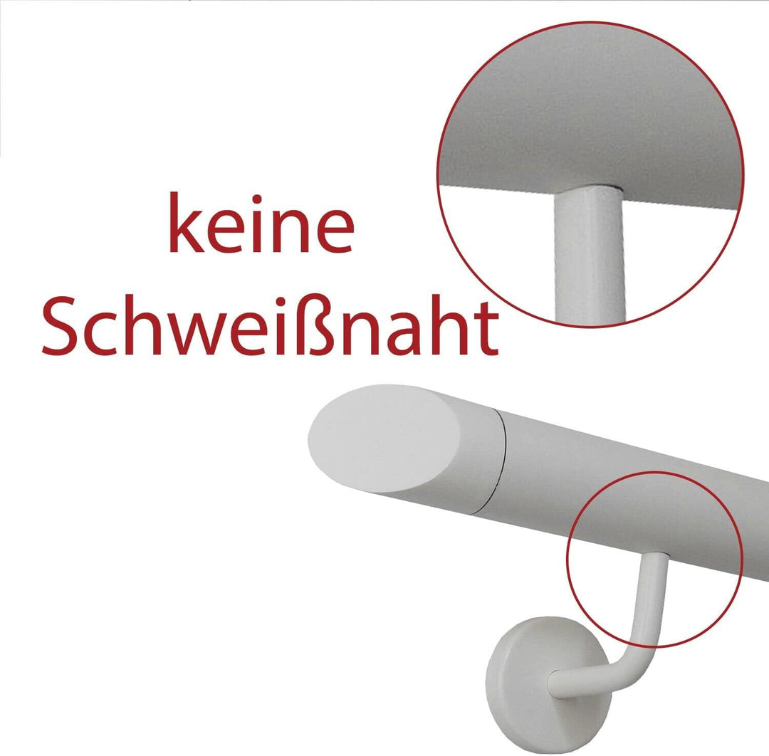 TIBU Handlauf Edelstahl weiss pulverbeschichtet 42,4 mm Geländer innen aussen wetterfest, Länge 80 c