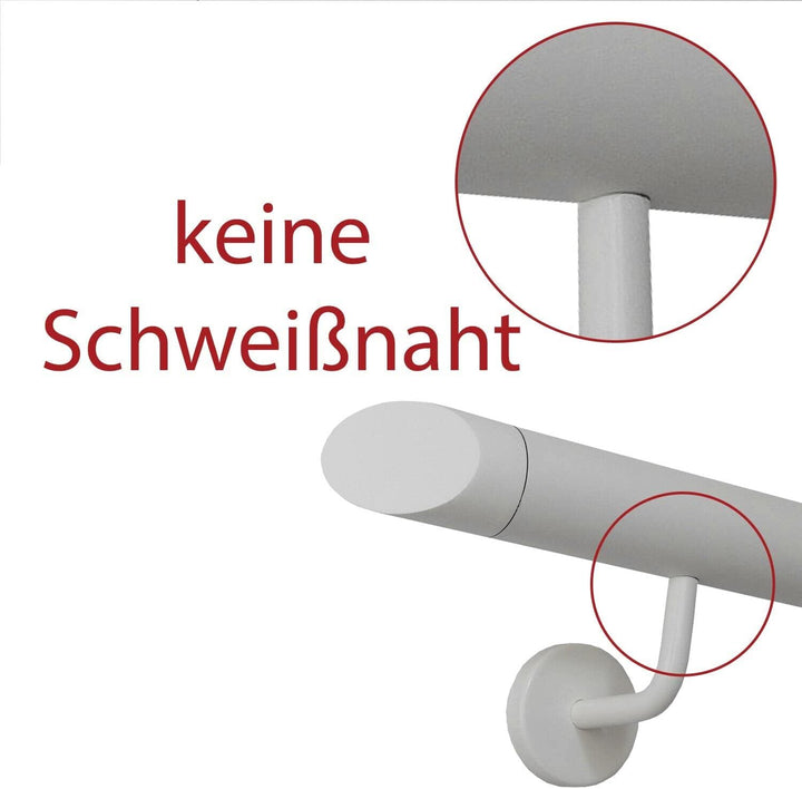 TIBU Handlauf Edelstahl weiss pulverbeschichtet 42,4 mm Geländer innen aussen wetterfest, Länge 80 c