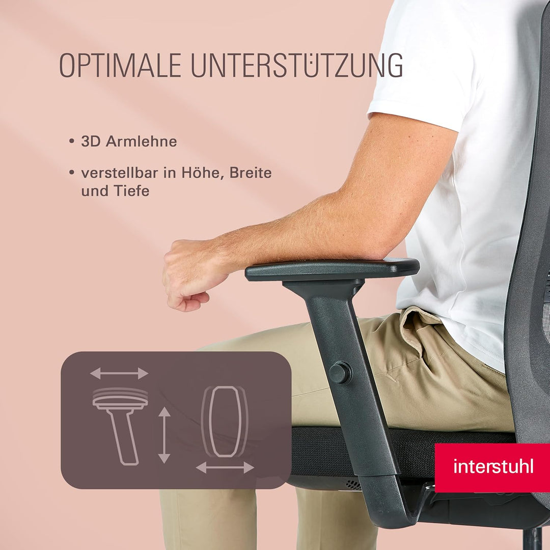 Interstuhl SMART AIR Bürostuhl - Made in Germany mit 10 Jahren Garantie, ergonomischer Drehstuhl mit