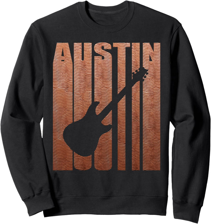 Retro Artsy Austin T-Shirt Vintage Musik Gitarre Sweatshirt