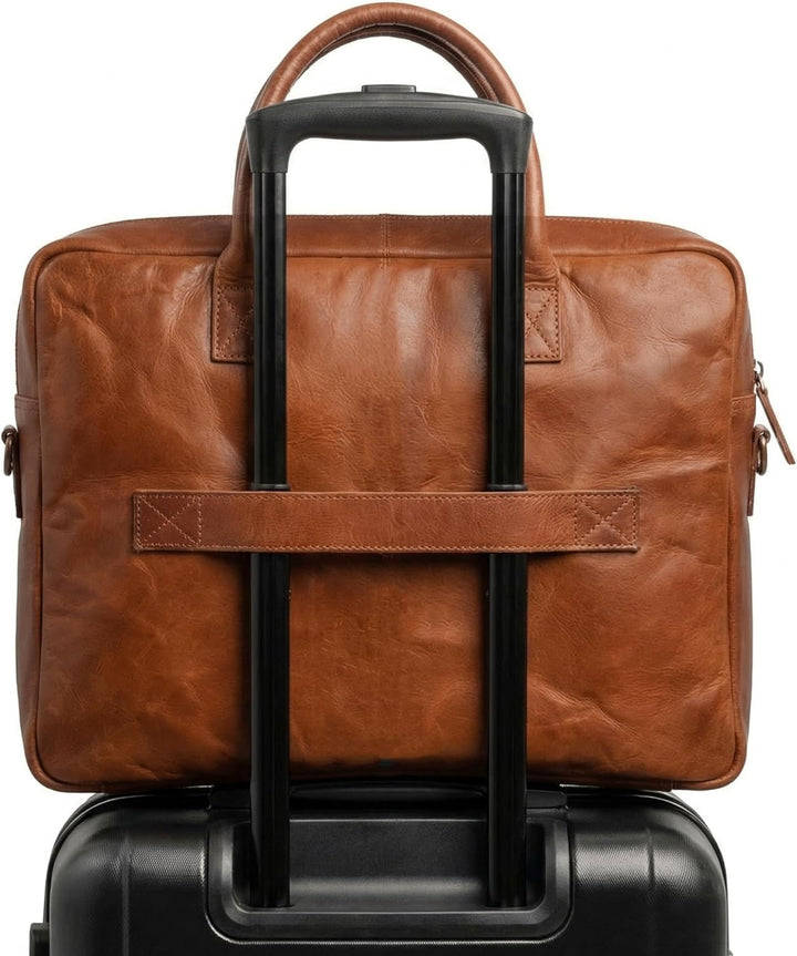 SID & VAIN grosse Laptoptasche echt Leder - 15 Zoll Laptop Business-Tasche CEDAR gross - Aktentasche