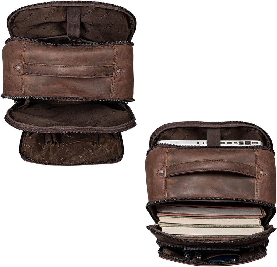 STILORD 'Gordon' Rucksack Leder Herren und Damen Messenger Rucksack Laptop 17 Zoll Lederrucksack Dam