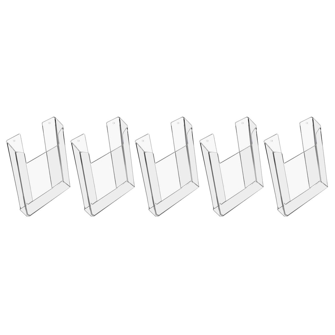 HMF 46842 Wand Prospekthalter aus Acryl | 5 Stück | DIN A5 Hochformat | Transparent 5 Stück DIN A5,