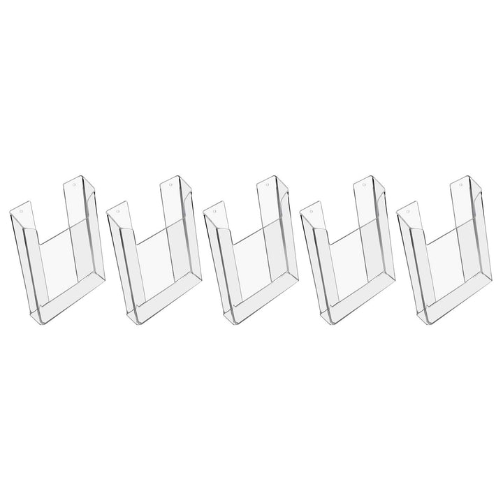 HMF 46842 Wand Prospekthalter aus Acryl | 5 Stück | DIN A5 Hochformat | Transparent 5 Stück DIN A5,