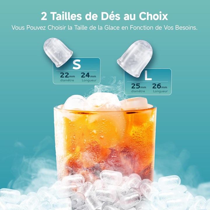 EUHOMY Kompakte Eiswürfelmaschine, 9 Eiswürfel fertig in 6 Minuten, 12 kg/Tag, Selbstreinigend mit T