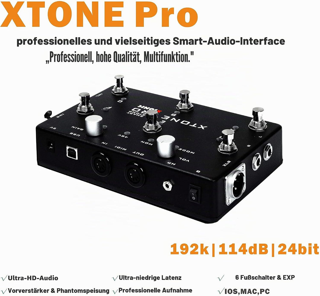 Xtone Pro Professionelles mobiles Audio-Interface mit extrem niedriger Latenz, 192 kHz und 114 dB, 2