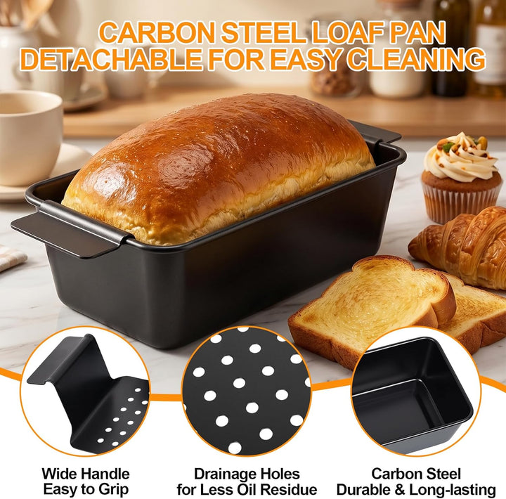Kastenform Brotbackform Kohlenstoffstahl, Antihaft Backform mit Ablaufrost, Rechteckige Toastbrotfor