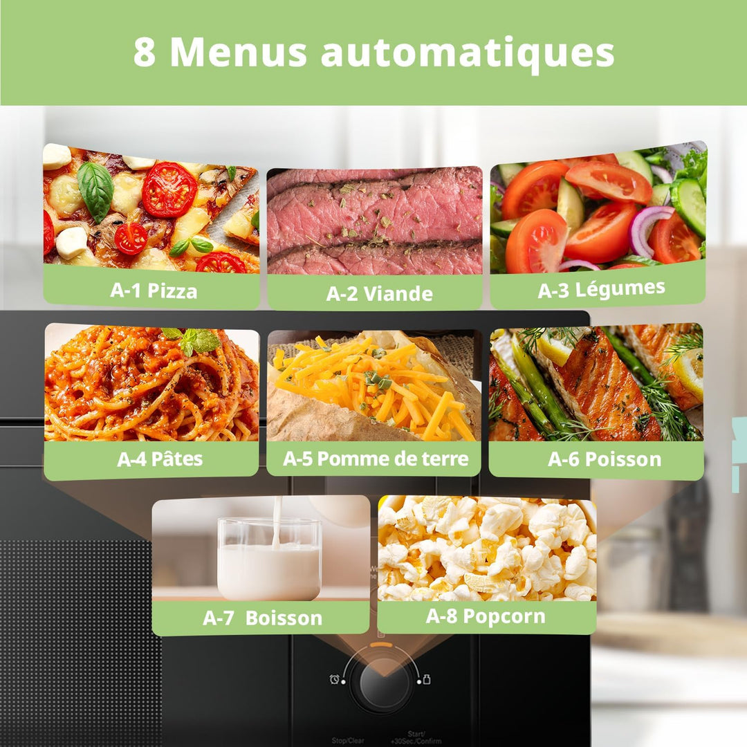COMFEE' Digitaler Einbau-Mikrowelle, 20 Liter, 800 W, Grill, 5 Leistungsstufen, 8 automatische Menüs