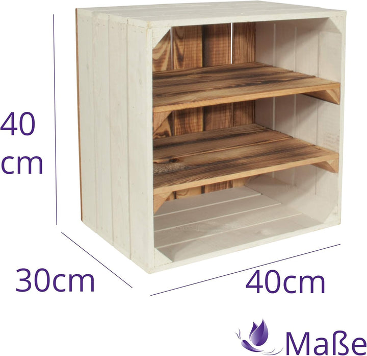 Weinregal Wino aus Holz - Greta Geflammt 2X Regal Holzkiste 1 2x Geflammt Regal, 1 2x Geflammt Regal