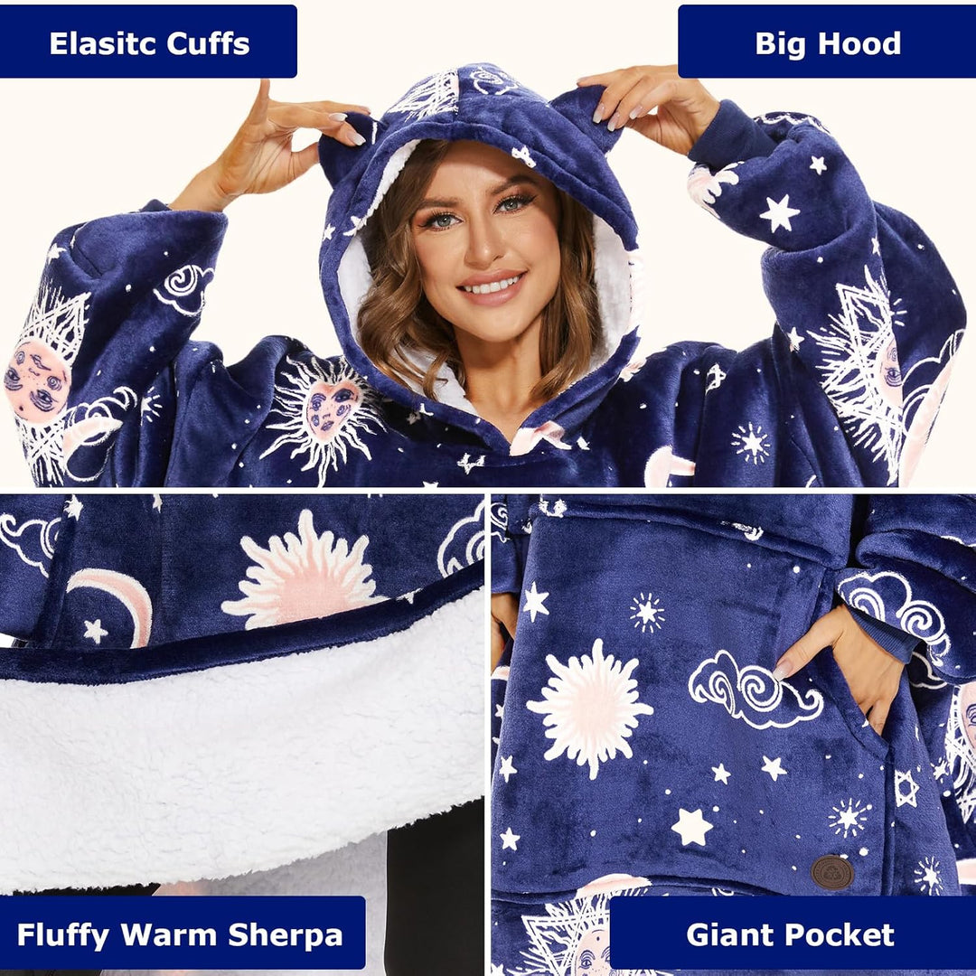 THREE POODLE Decken Hoodie, Oversize Hoodie Decken Pullover Kuschelpullover für Damen Herren Kinder,