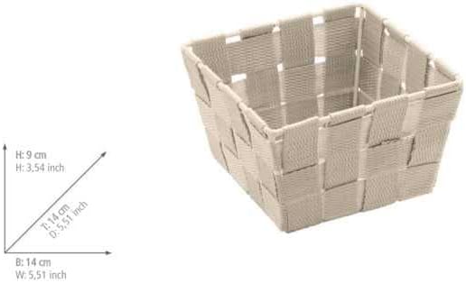 WENKO Aufbewahrungskorb Adria Mini Beige - Badkorb, quadratisch, Kunststoff-Geflecht, Polypropylen,