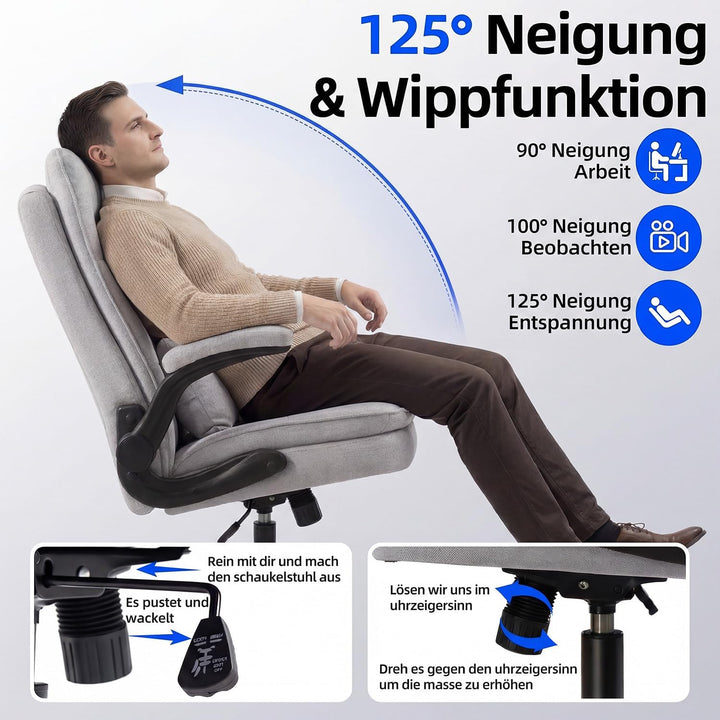 Asukale Bürostuhl Ergonomisch [TESTSIEGER] Schreibtischstuhl | Atmungsaktiver Stoff & Hohe Rückenleh