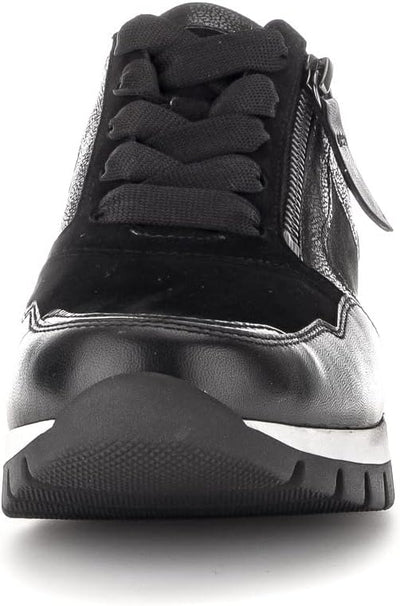 Gabor Damen Low-Top Sneaker, Frauen Halbschuhe,Wechselfussbett,Komfortweite (H) 40 EU Weit Schwarz 3