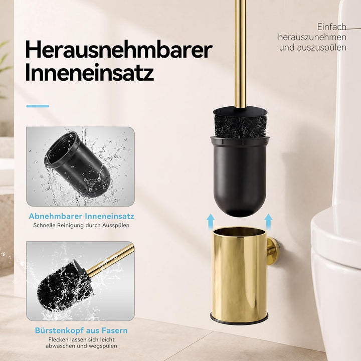 bgl Wandhalterung für WC-Bürste aus Edelstahl, rund Gold, Gold