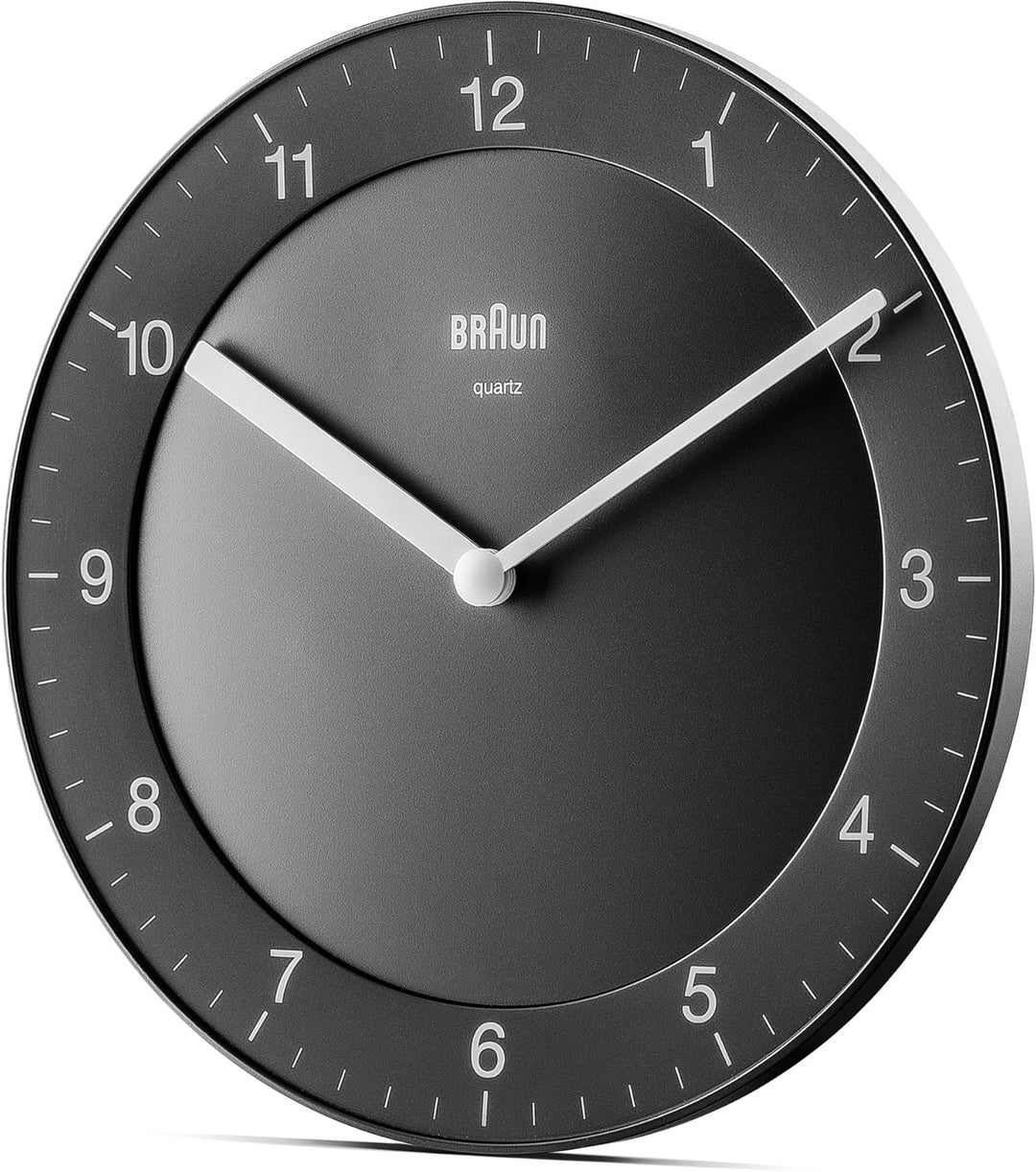 Braun Klassische analoge Wanduhr mit ruhigem Quarzuhrwerk, leicht lesbarem Zifferblatt mit 20 cm Dur