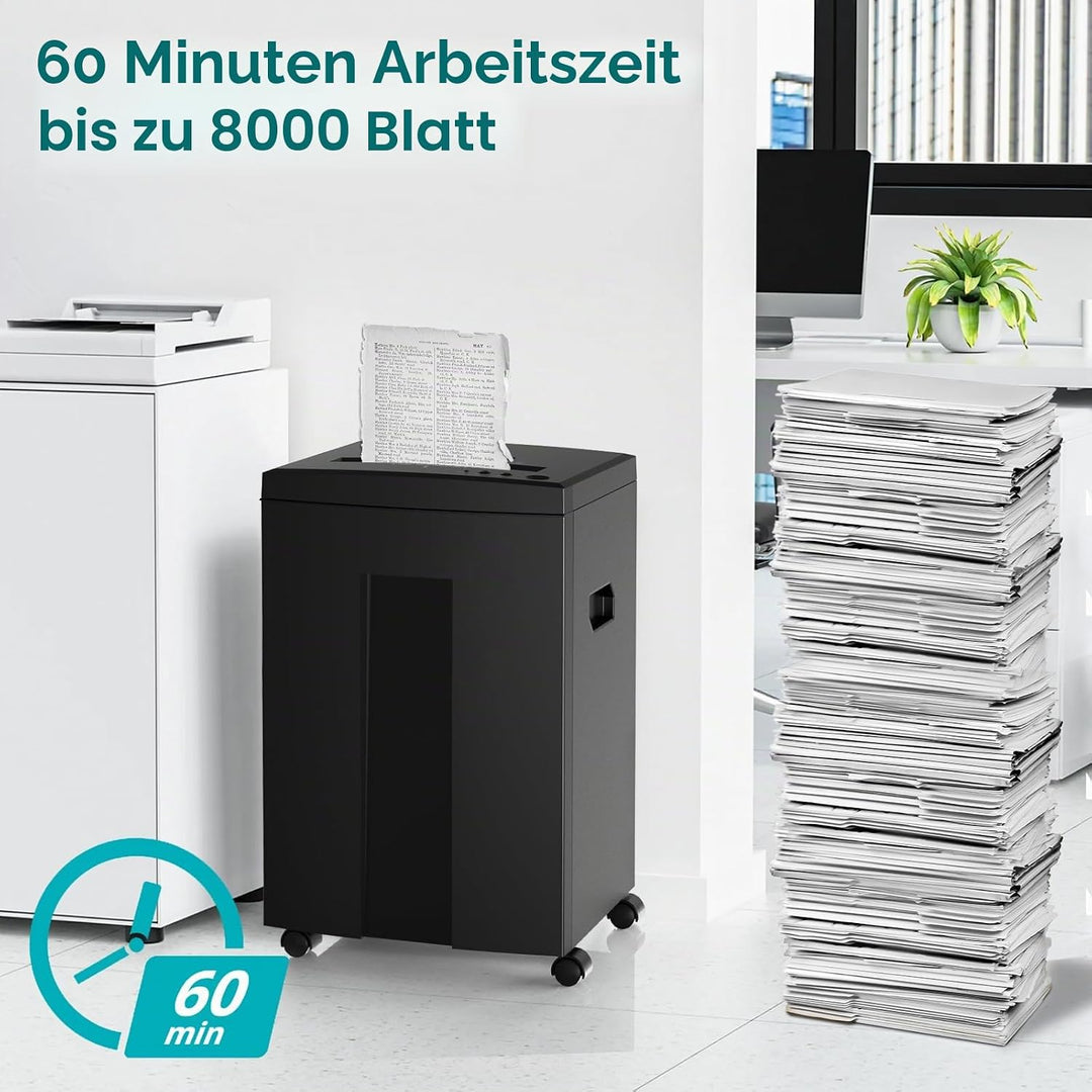 WOLVERINE 18-Blatt-P4-Hochsicherheits-Aktenvernichter mit 60 Minuten Laufzeit, Super-Kreuzschnitt, f