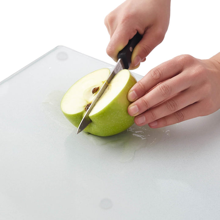 Schneidebrett 60x52 cm Rechteckige für Küche mit Rutschfesten Silikonfüssen Matt Hartglas Küchenplat