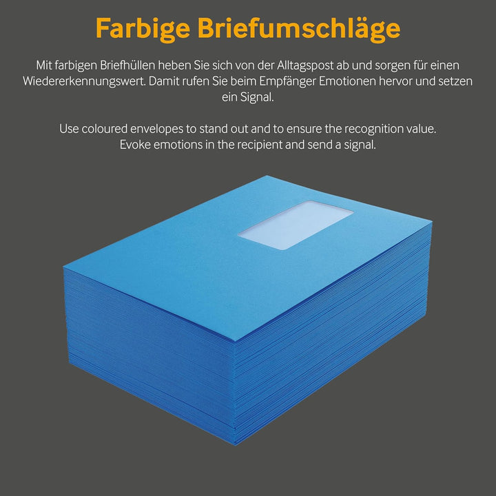 100 Stück, Farbige Briefumschläge, DIN C5, Haftklebung mit Abziehstreifen, Gerade Klappe, 130 g/qm C