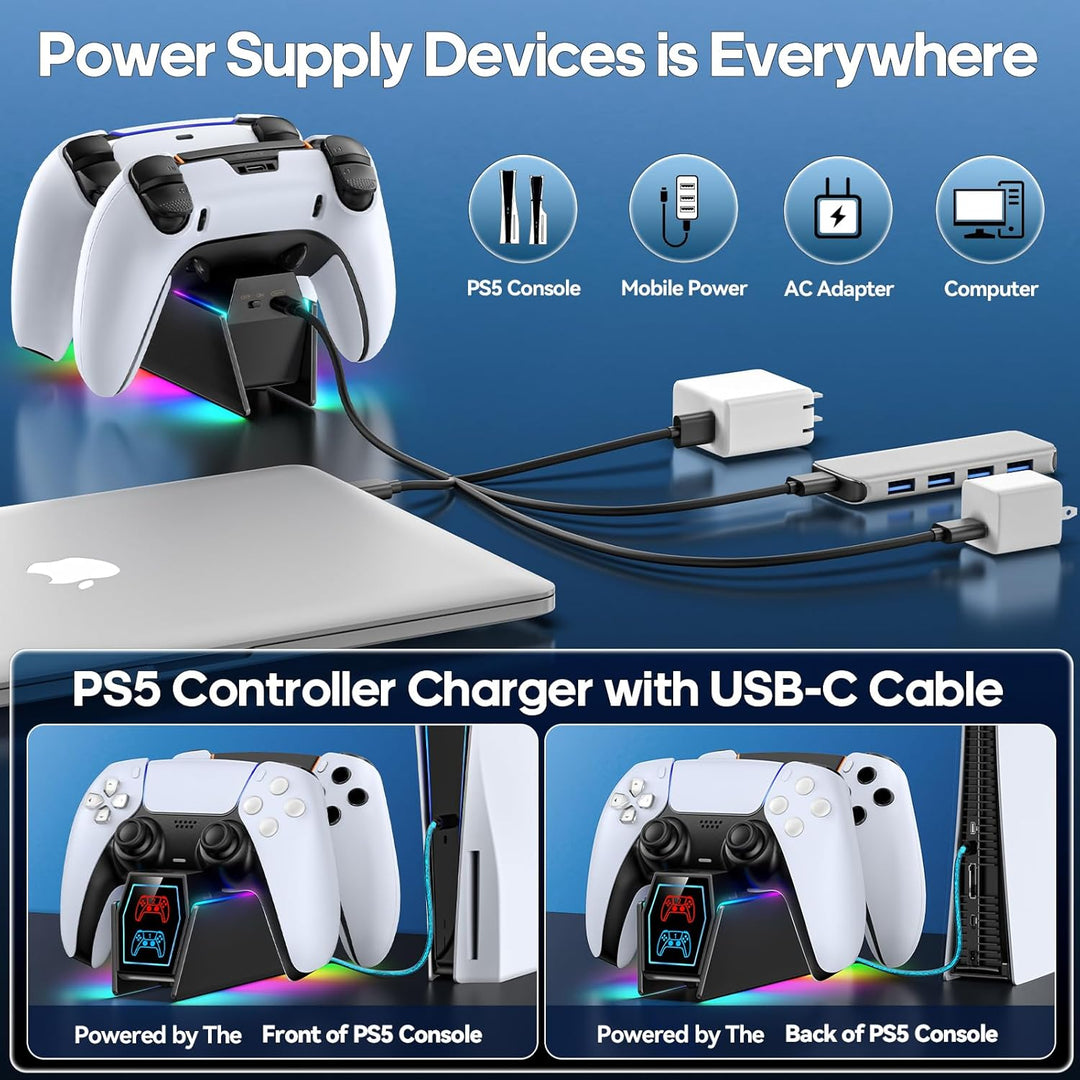 PS5 Controller Ladestation, RGB PS5 Zubehör Ladestationen für PS5 Controller & Edge Controller, PS5