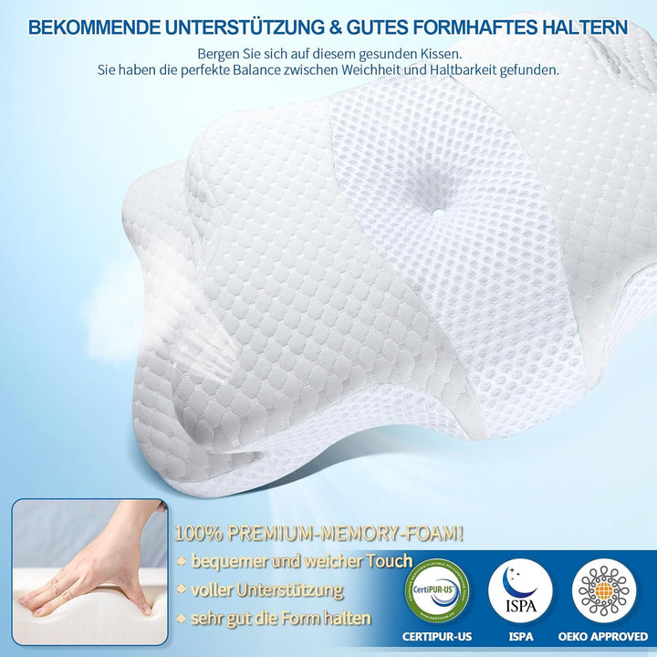 CHxxy Memory Foam Pillows, Cervical Pillow for Neck and Shoulder Pain Relief, Ergonomic Contour Bed