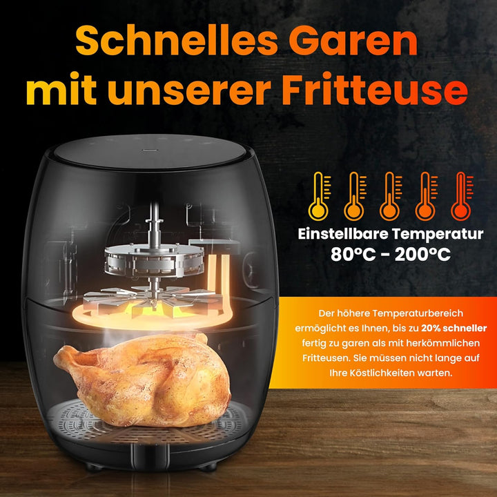 Extralink 1000W Airfryer 2L - Heissluftfritteuse mit Antihaftbeschichtung, Friteuse Heissluftfritteu