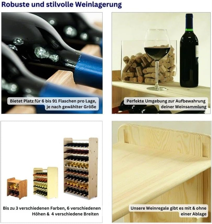 PROREGAL Weinregal PINOTWINE C | HxBxT 36x34,4x26,5cm | 6 Flaschen | Massives Kiefernholz | Braun ge