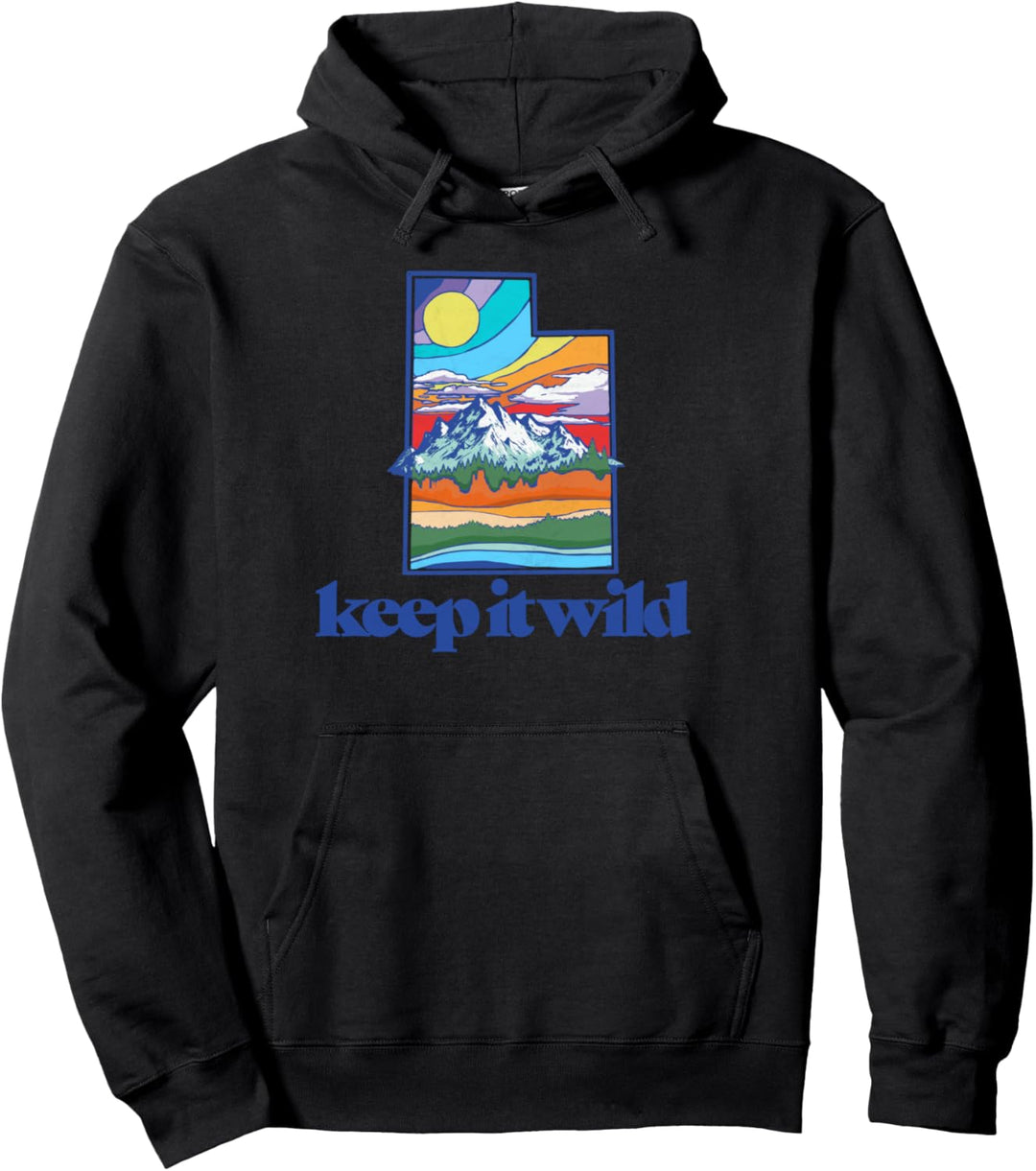 Keep It Wild Utah Vintage Nature Outdoor Graphic Pullover Hoodie