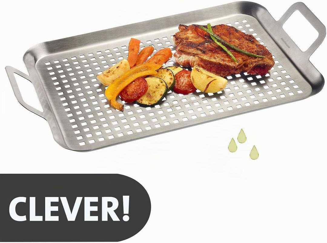 Westmark Grillpfanne flach &amp; gross – Praktisch zum Grillen von Gemüse, Fleisch und anderen Leckereie