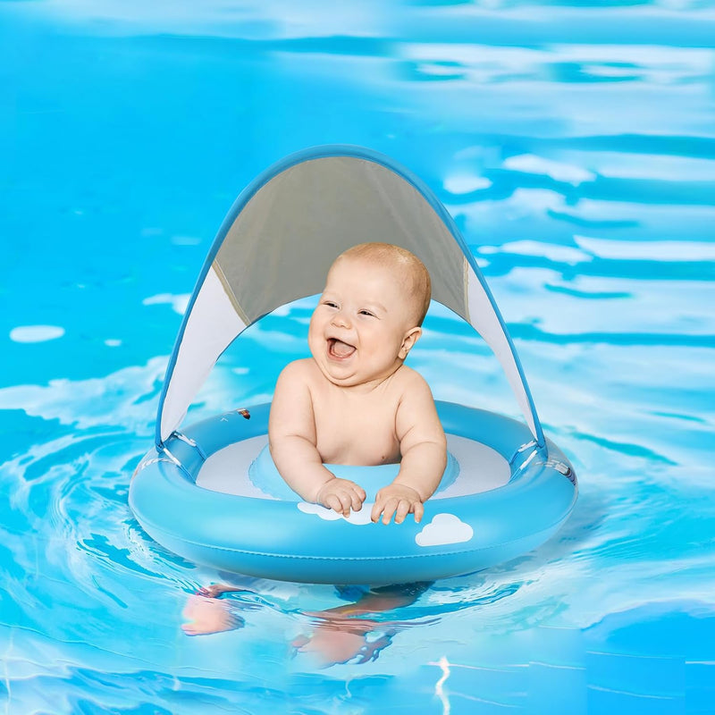 MYCARBON Baby Schwimmring mit verstellbare Schwimmsitz, UPF50+ Sonnendach, Spielzeug für Kinder Schw