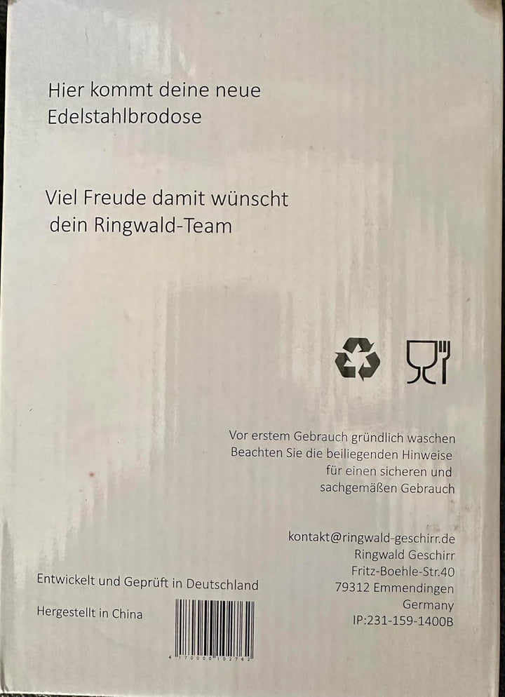 Ringwald Edelstahl Rosa Brotdose Kindergarten Schule gross 1400ml Lunchbox Brotdose Vesperdose Fäche