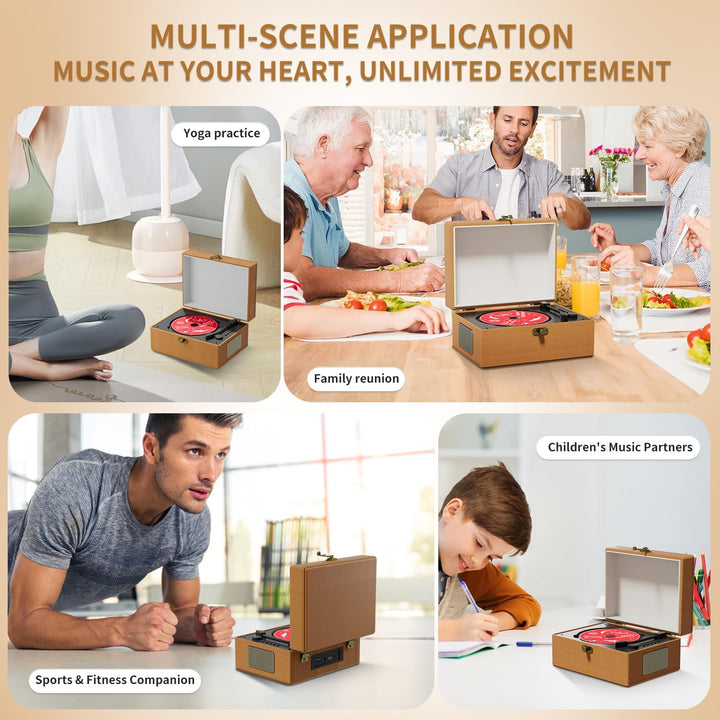 Yintiny Brauner CD-Player aus Leder mit Lautsprechern für Heimdekoration, braun