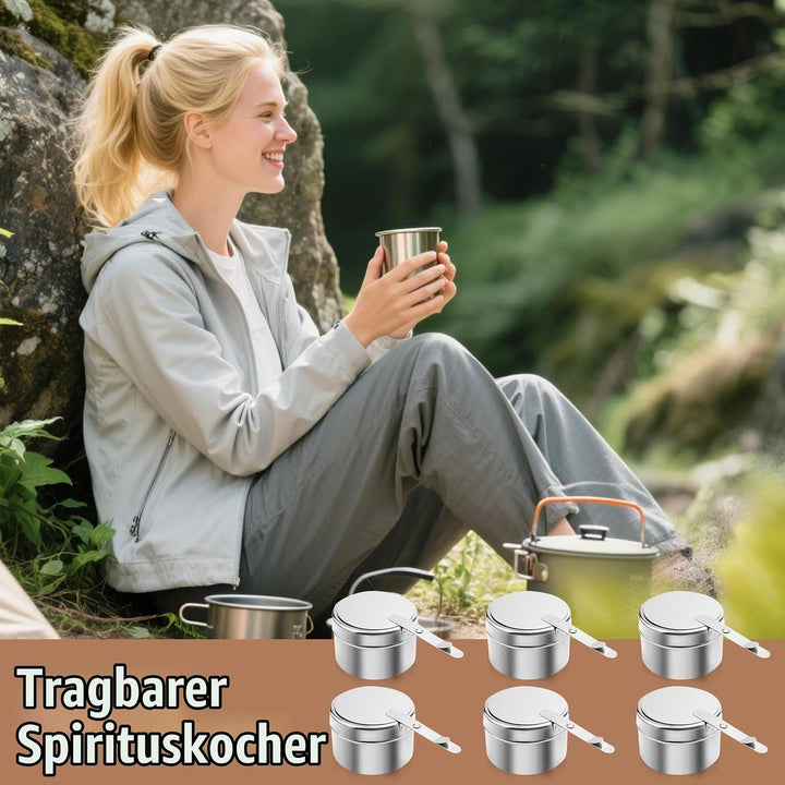 6 Stück Brennpastenbehälter mit Deckel, Edelstahl Fondue Brenner Spiritusbrenner, Speisewärmer Brenn