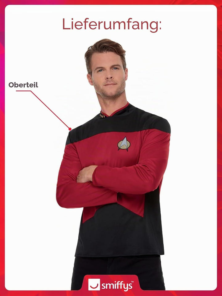 Smiffys Star Trek, The Next Generation Command Uniform, Ma Top, offiziell lizenziertes Star Trek Kos