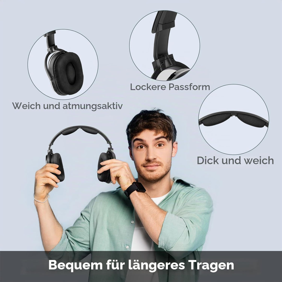 Funkkopfhörer Kabellos für TV – TV Kopfhörer Kabellos mit Ladestation &amp; RF-Sender, Seniorenfreundlic