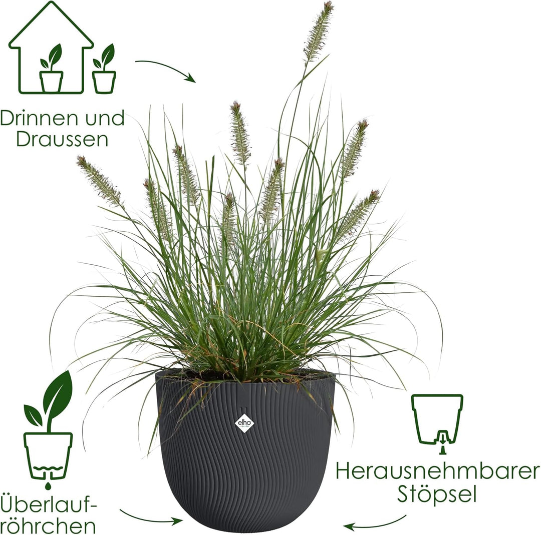 elho Sereh Round 40 - Flower Pot for Indoor and Outdoor Use - 100% Recycled Plastic - Diameter 39.0