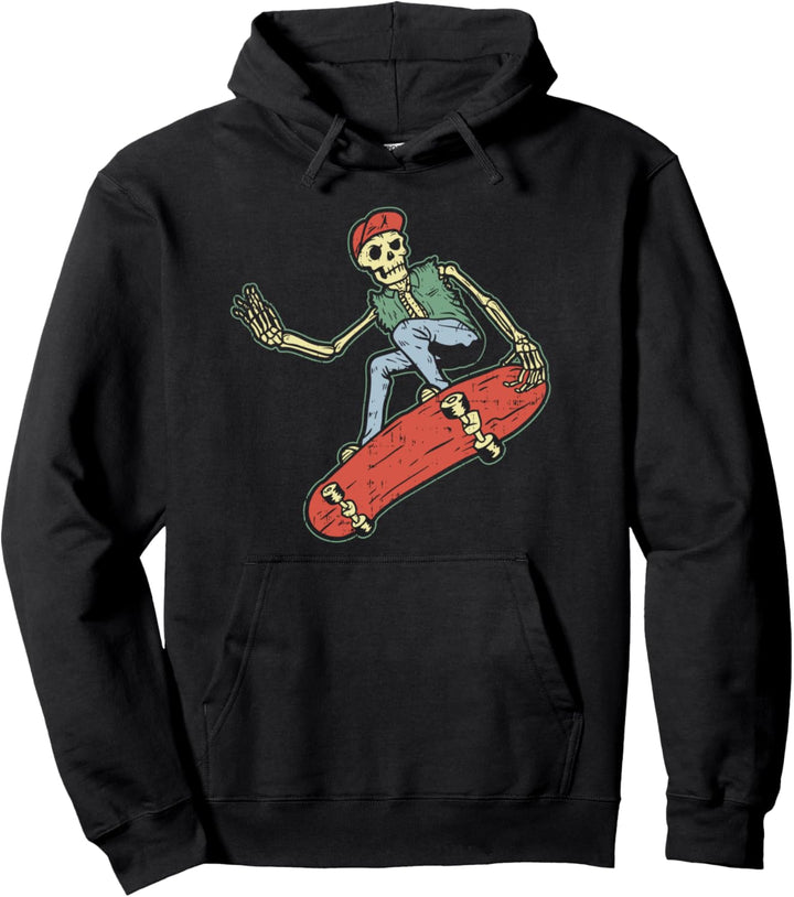 Skateboard Skater Retro Skateboarden Skelett Skater Pullover Hoodie