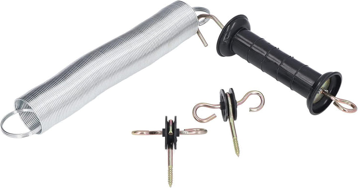 Elektrozaun-Tor-Kit, Elektrozaun-Griff-Set PP-Eisen 5 Meter Tier-Federtür-Zubehör mit Griff-isoliert