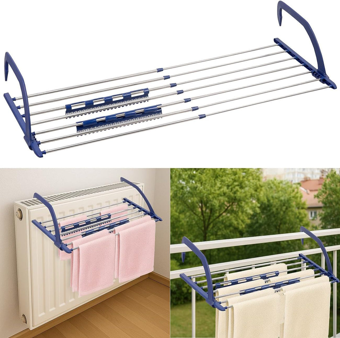 PEARL Handtuchhalter: Premium-Teleskop-Wäschetrockner f. Heizkörper & Balkon, 4 m ausziehbar (Balkon