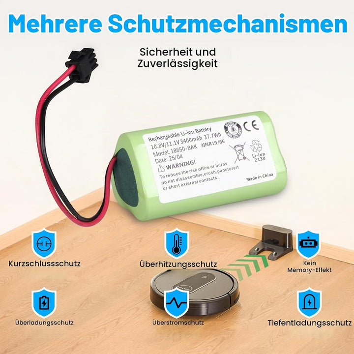3400 mAh Akku Kompatibel mit Vactidy T6, T7, T8 Roboterstaubsauger, Kompatibel mit Vactidy LS001-02