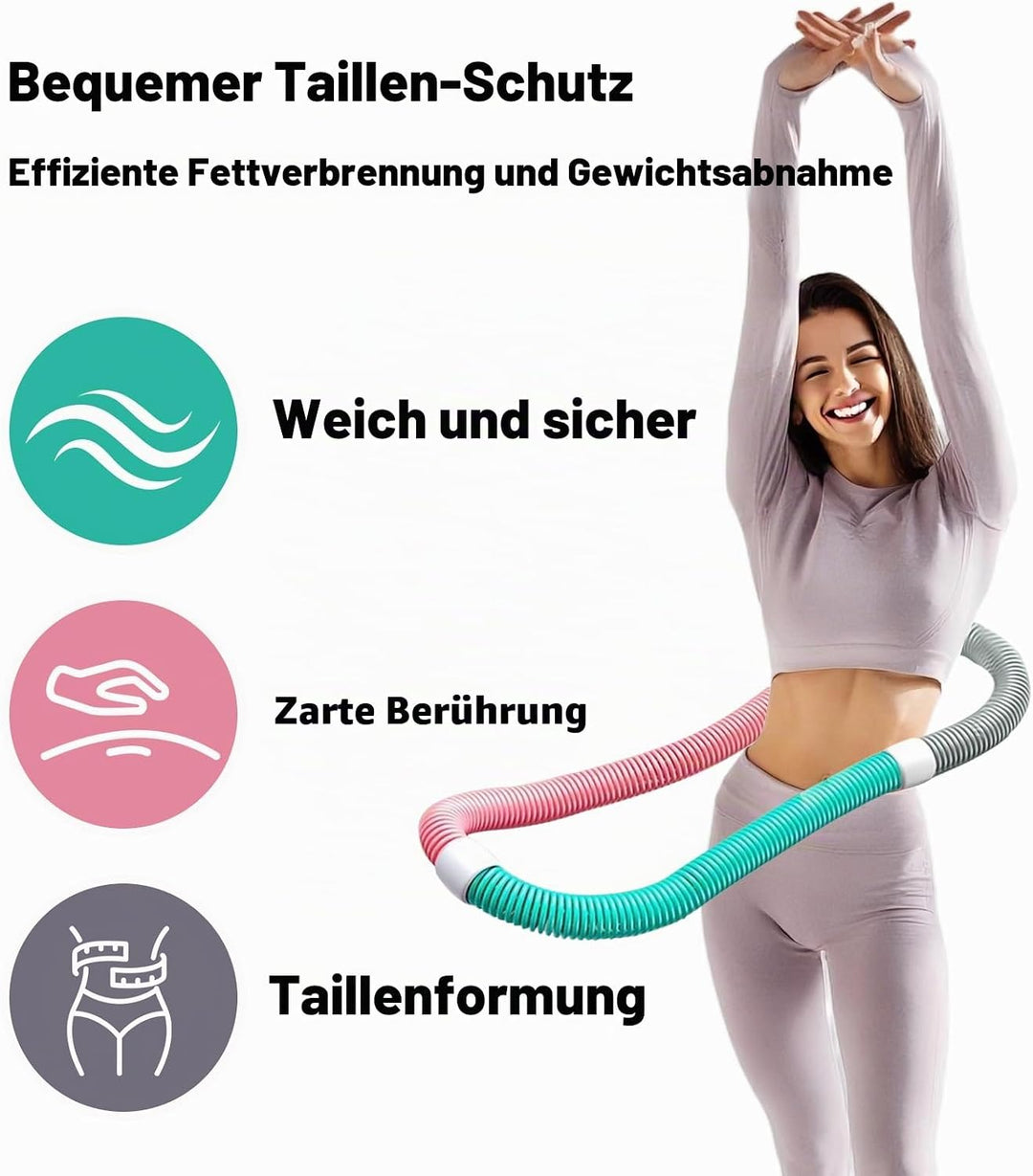 Hula Hoop Reifen Erwachsene,1,2 kg Fitness-Hula-Hoop-Reifen mit Gewicht,Klappbare Aufbewahrung, Weic