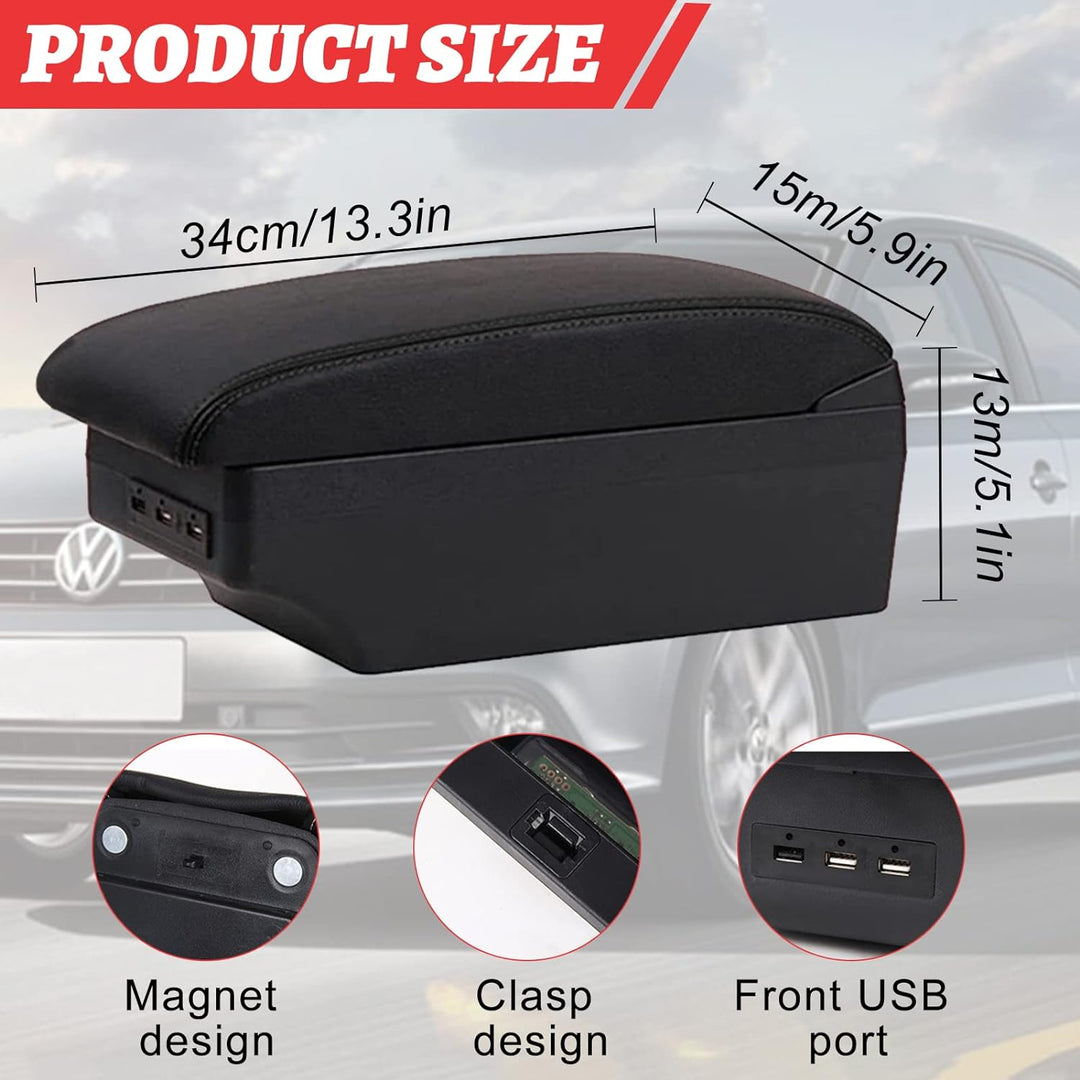 Auto Armlehne Kompatibel mit Golf 6 Mk6 2008-2013 Jetta Mk5 2006-2011 Vento Wagon 2009 2010 Doppelsc