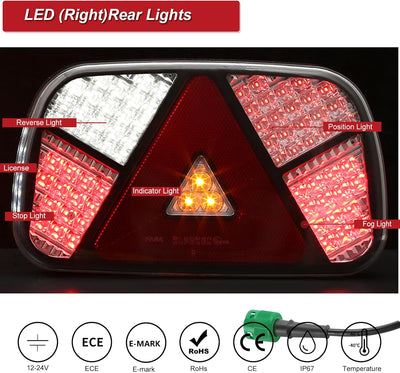AGRISHOP LED Anhänger Rückleuchten 12/24v, Rücklicht Heckleuchten Anhänger mit 2x6polig Bajonettverb