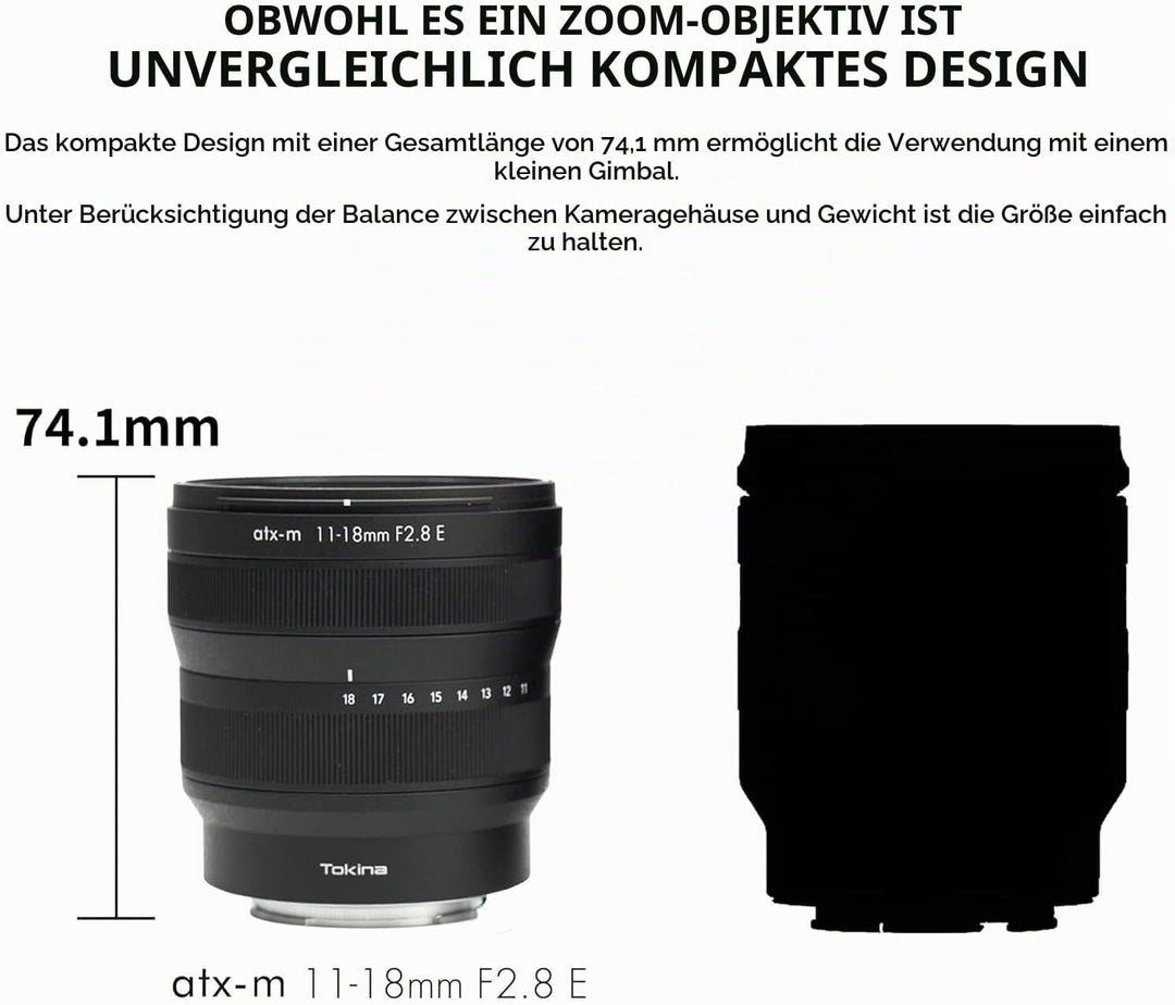 Tokina Wide Zoom Lens ATX-m 11-18mm F2.8 E-Mount, APS-C Format, Black