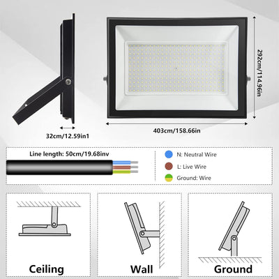 loyal LED Strahler Aussen, 300W LED Fluter Aussen 6000K Kaltweiss LED Scheinwerfer, 30000LM LED Stra