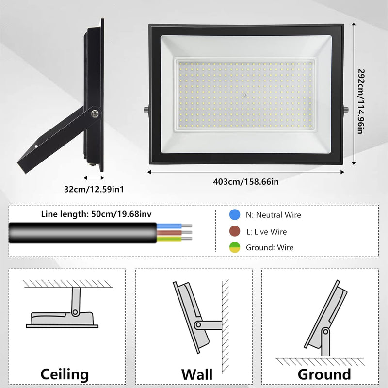 loyal LED Strahler Aussen, 300W LED Fluter Aussen 6000K Kaltweiss LED Scheinwerfer, 30000LM LED Stra