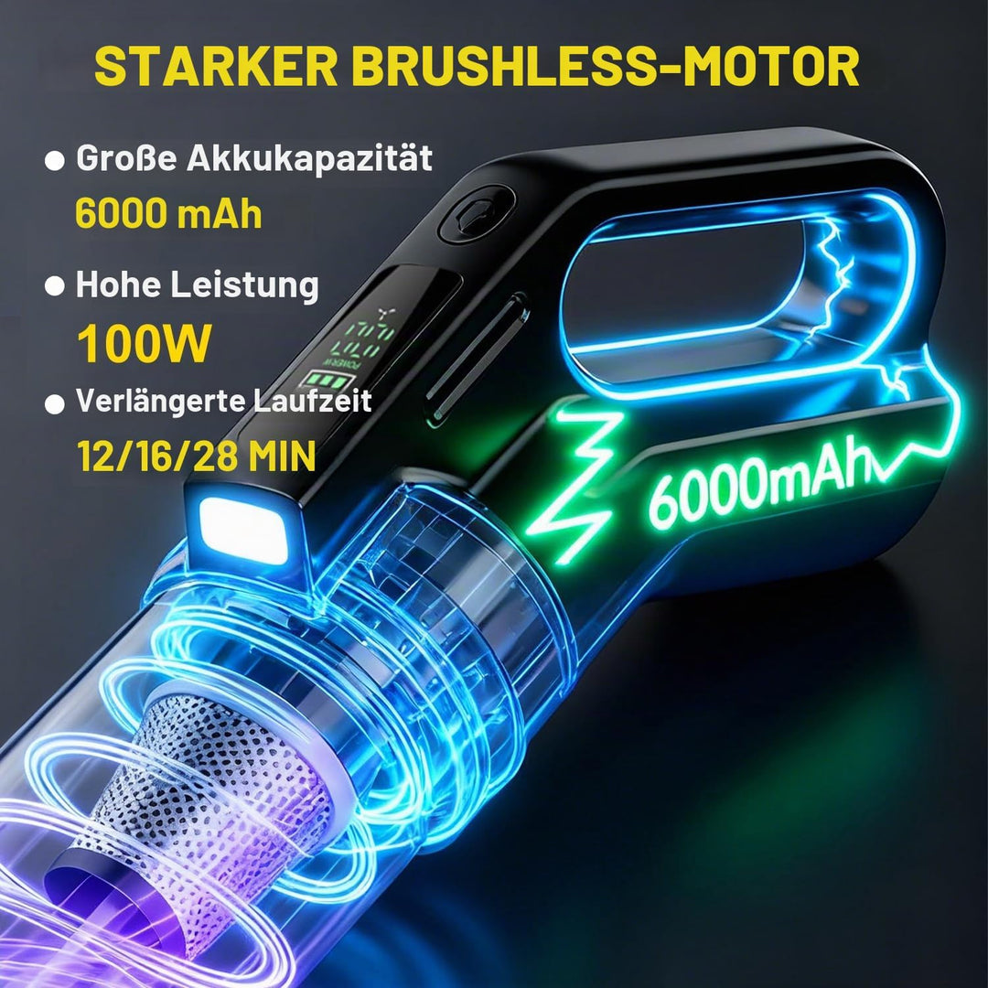 Handstaubsauger Akku, 4-in-1 Autostaubsauger Tragbarer Staubsauger Kabellos 22000Pa Auto Staubsauger