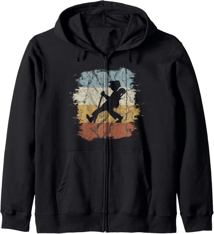 Vintage Wandern | 80er Retro Wanderer Silhouette Kapuzenjacke