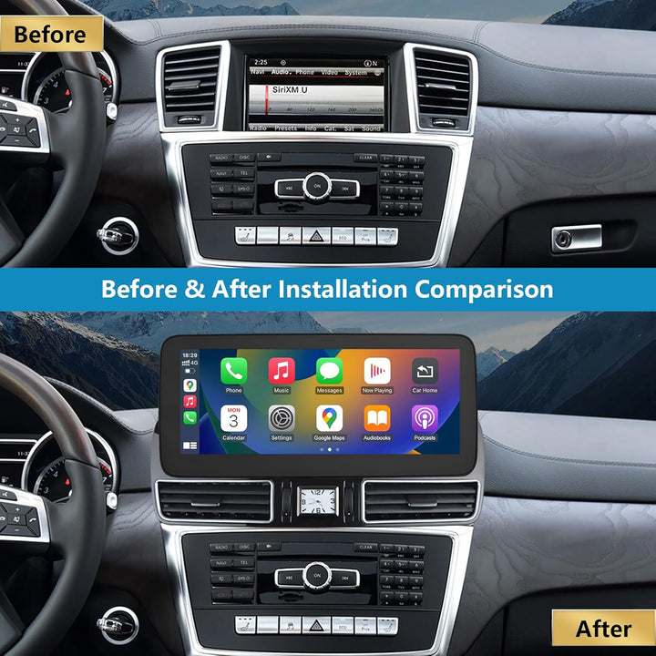 Autoradio 12,3 Zoll Touchscreen mit kabellosem Carplay und Android Auto für 2012–2015 Mercedes Benz