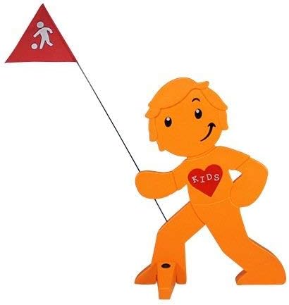 StreetBuddy - Warnfigur mit Fahne, reflektierender Warnaufsteller für Kindersicherheit - Achtung lan